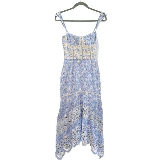 Karina Grimaldi Women's Irma Eyelet Midi Dress in Blue Size Small - Picture 5 of 10